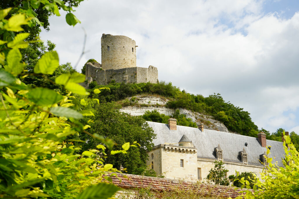 Vue du château de la Roche-Guyon depuis les jardins